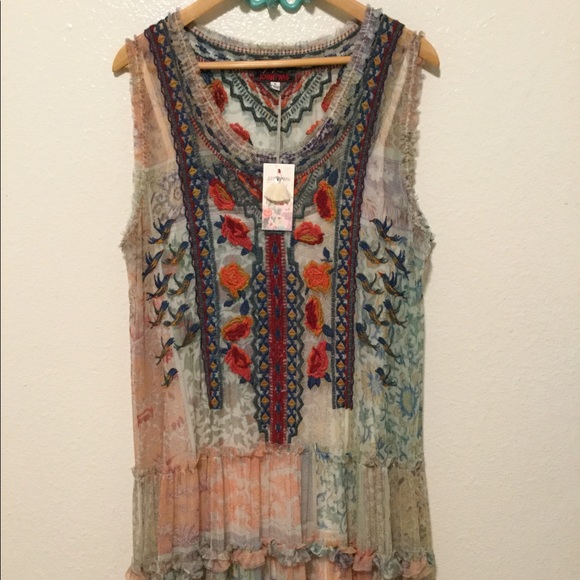 New! Johnny Was Enola Mesh Dress - Picture 8 of 9